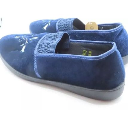 Ladies Navy Blue Slippers with Elastic Front Disabilty Footwear Gift Size 5