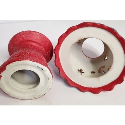 Vintage Ceramic Christmas Santa Fairy Light Tea Candles 5 3/4"