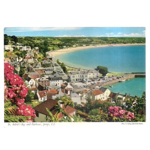 ST AUBIN'S BAY AND HARBOUR, JERSEY vintage postcard unposted John Hinde. /