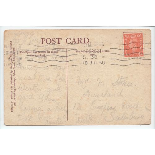 St Michael's Church Lyme Regis Dorset 1950 Sketch Postcard