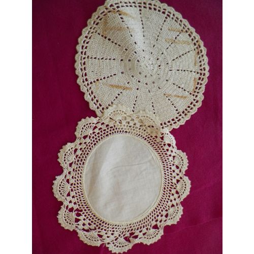 LOT OF 6 VINTAGE IRISH FABRIC DOILIES/KERCHIEFS STICH & CLEAN