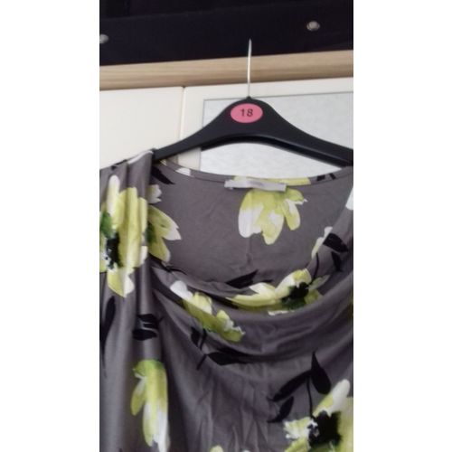 George At Asda Ladies Taupe Floral Top - Size 16