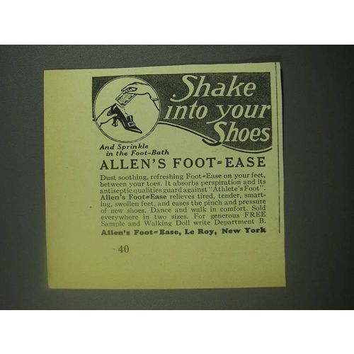 1939 Allen's Foot-Ease Ad - Shake Into Your Shoes