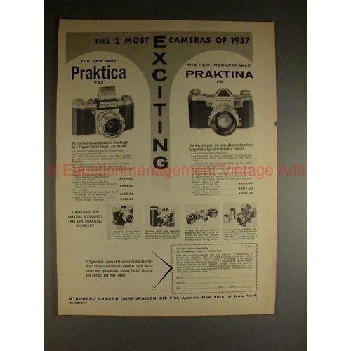 1957 Praktina FX & Praktica FX3 Camera Ad - Exciting!!