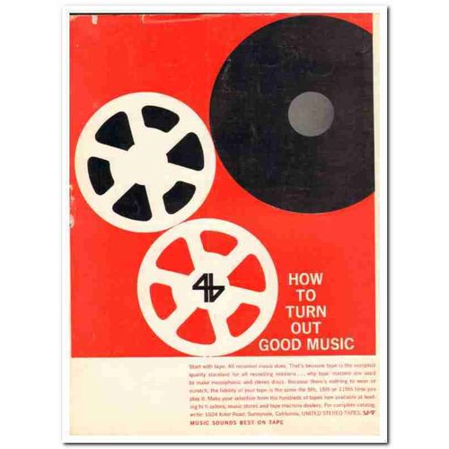 AMPEX AUDIO COMPANY 1960 United Stereo Tapes good music vintage ad