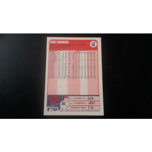 1990 Fleer Card # 040 Ryne Sandberg Very Good-Excellent (4) Chicago Cubs