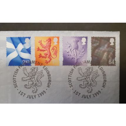 1999 PNC Limited Edition GB Stamp & £1 Coin Cover - Scotland Parliament UK