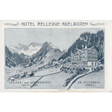 Hotel Bellevue Adelboden Switzerland Old Map Postcard