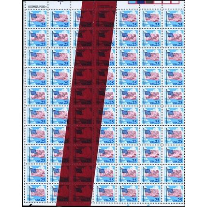 2278, Red Tape Splice on Block of 70 Stamps Eye Catching ERROR - Stuart Katz