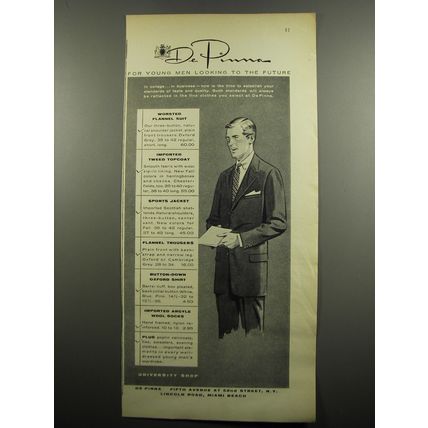 1955 De Pinna University Shop Ad - For Young Men looking to the future