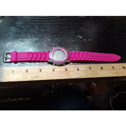 Hot Neon Pink Silicone Studio Fashion Watch New Battery