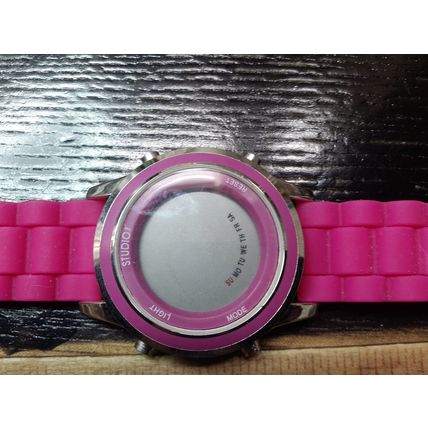 Hot Neon Pink Silicone Studio Fashion Watch New Battery