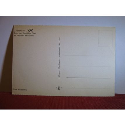 THE DAM MONUMENT, AMSTERDAM, HOLLAND unused vintage postcard dated 1959 #