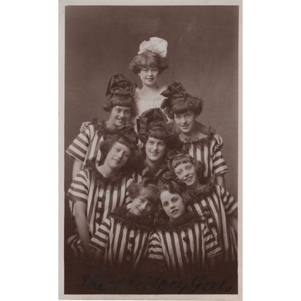 The Victory Girls WW1 Female Clowns Hand Signed Real Photo Postcard