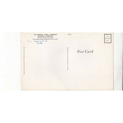 Princess Gates National Exhibition Toronto Postcard unused crease Large 22x14cm