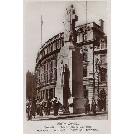Edith Cavell Humanity Sacrifice Fortitude Devotion RPC WW1 Postcard