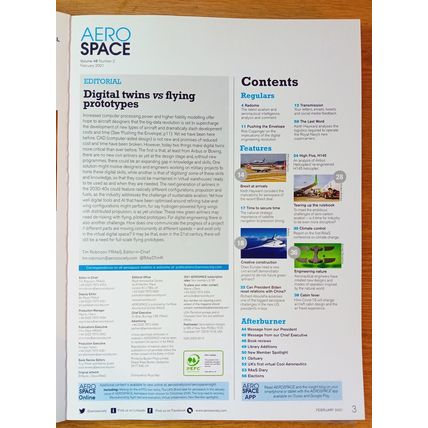 ROYAL AERONAUTICAL SOCIETY MAGAZINE, AEROSPACE: issue February 2021