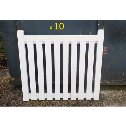 10 - WOODEN GARDEN GATES, SIZE 39 1/2" x 36" WHITE WOOD PRIMED (see description)