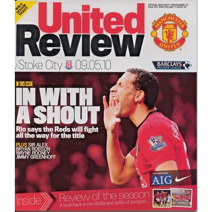 MANCHESTER UNITED v STOKE CITY PREMIER LEAGUE 2010