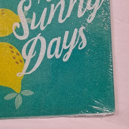 MADE FOR SUNNY DAYS Kitchen TOWELS & Glass CUTTING BOARD NEW Home Collection