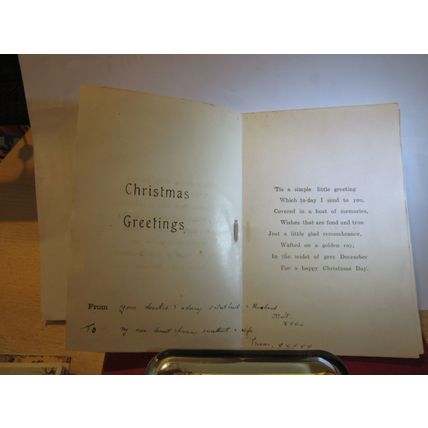 PLASTIC & card CHRISTMAS CARD used antique by R. Tuck PAPER INSERT man to wife =