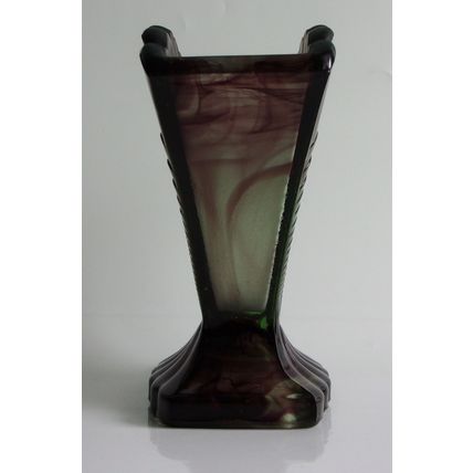 Davidson Art Deco Topaz Briar Cloud Glass Fan Vase.