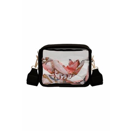 Black Clear PVC Leather Strap Crossbody Bag