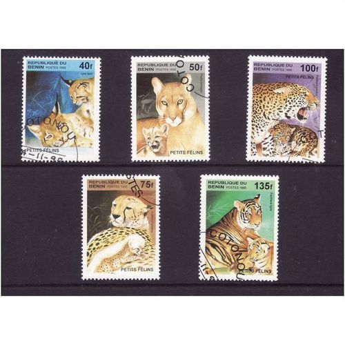 BENIN 1995 BIG CATS AND YOUNG 5 VALS FINE USED#2