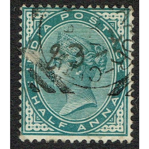 India 1882 ½a Deep Blue Green SG84 FU