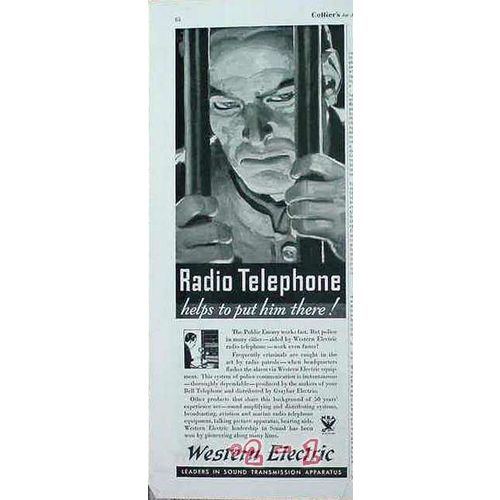 WESTERN ELECTRIC 1934 Radio Telephone helps put him there vintage ad