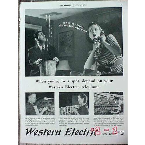 WESTERN ELECTRIC 1940 Bell System quality telephone vintage ad