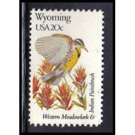 2002A 20c Birds/Flowers of Wyoming Fine MNH Dry Gum V2155 (5)