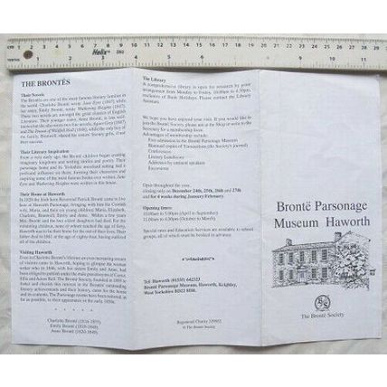 Vintage leaflet: Bronte Parsonage Museum Haworth