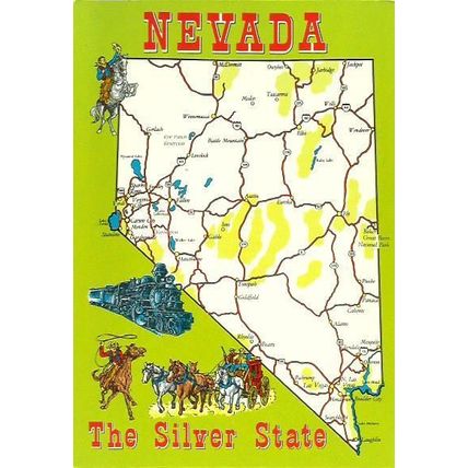 United States NEVADA Map Postcard (Seaich)