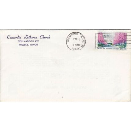 United States 1969 Concorde Lutheran Church Cover Memphis cancel Unaddressed VGC