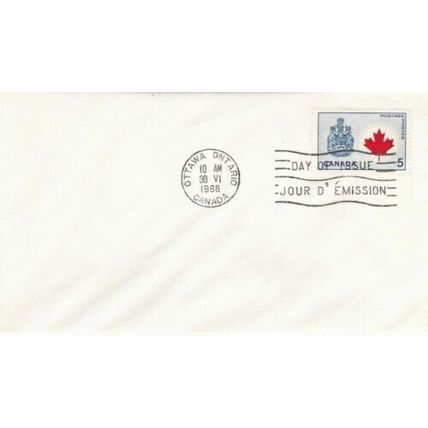 Canada 1966 Maple Leaf and Arms FDC Ottawa cancel Unaddressed VGC