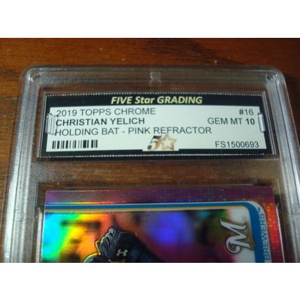 2019, Topps Chrome, Graded Gem Mint 10, CHRISTIAN YELICH, Pink Refractor Brewers