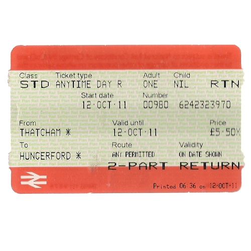 THATCHAM to HUNGERFORD 12-10-2011 British Rail return ticket =