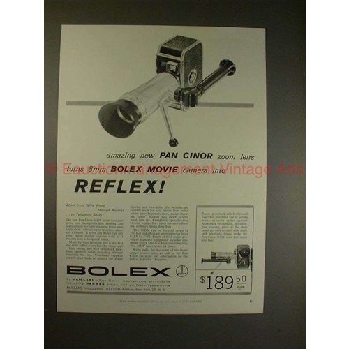 1958 Bolex Pan Cinor Zoom Lens Ad - Turns 8mm to Reflex