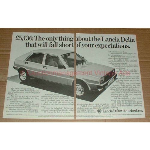 1982 2pg Lancia Delta Car Ad - Fall Short Expectations!