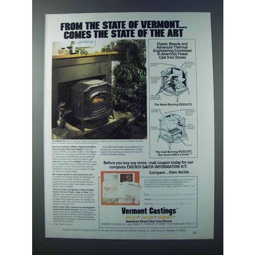 1981 Vermont Castings Wood & Coal Resolute Stoves Ad
