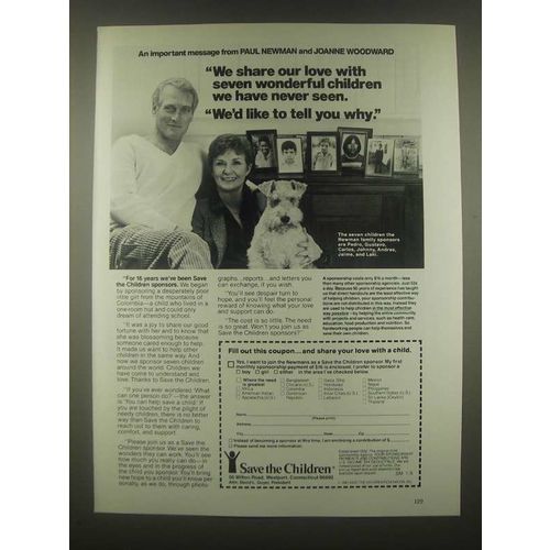 1985 Save The Children Ad - Paul Newman, J. Woodward