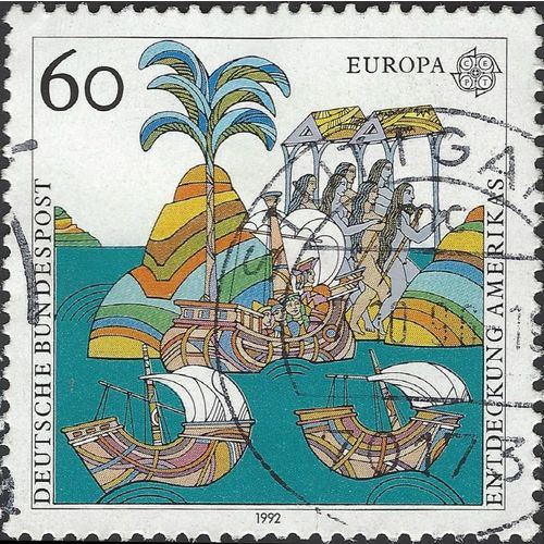 GERMANY, SHIP, Discovery of America, blue 1992, 60pf, #4