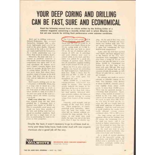 MILWHITE MUD SALES COMPANY 1962 coring drilling economical vintage ad