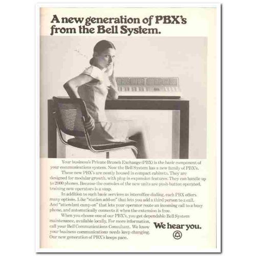 BELL SYSTEM 1973 Generation PBXs business office telephone vintage ad