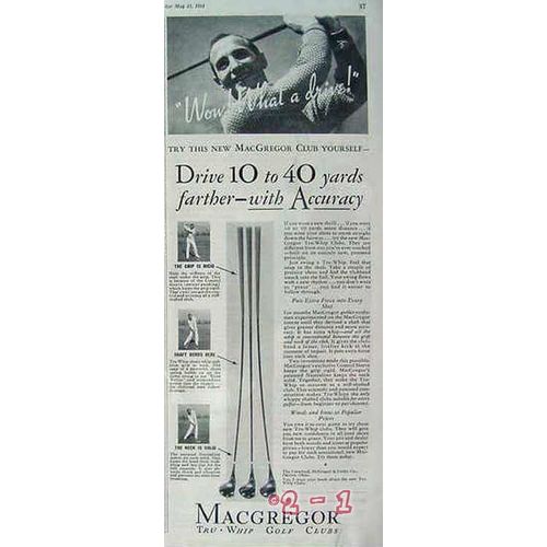 CRAWFORD MACGREGOR CANBY CO 1934 drive golf club further vintage ad