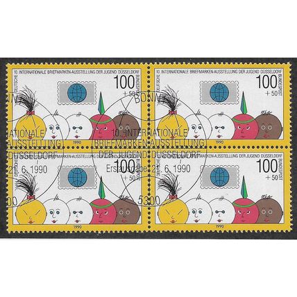 GER 1990 BLOCK OF 4x ' YOUTH PHILATELIC EXHIBITION' FINE USED (EBID66-353)
