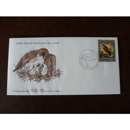 Poland 1977 Kestrel stamp FDC World Wildlife Fund Birds SG2493 stork