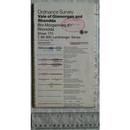 1989 OS Landranger map Sheet 170 Vale of Glamorgan & Rhondda, second series