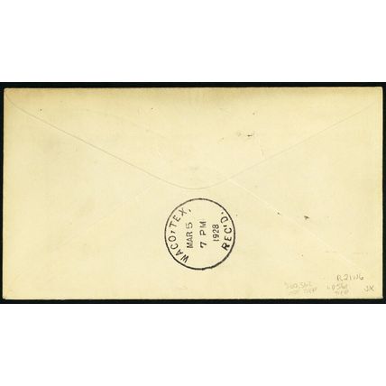 "HOUSTON/TEX." in Purple Sam Houston Fancy Cancel Cover - Stuart Katz